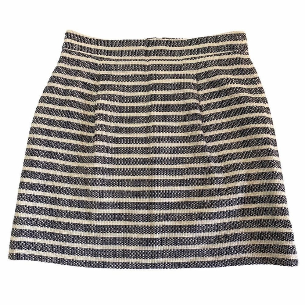 J. Crew Factory 00 Stripe Front Mini Tweed Skirt Academia City Chic Fall Modern